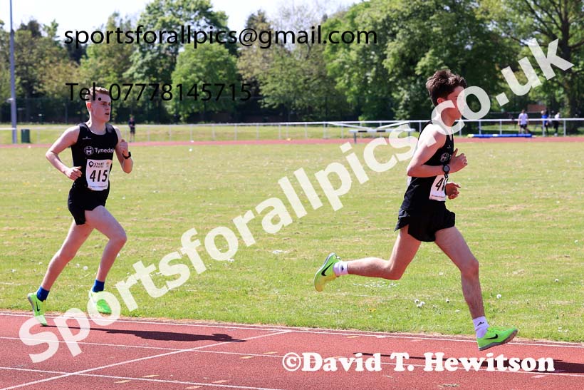 Mens Under-17s 1500 metres, 2024 North Eastern Track and Field Champs., Middlesbrough.  Photo: David T. Hewitson/Sports for All Pics